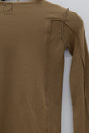 BASERANGE Long Sleeve T-Shirt TTML Collection Ribbed Cotton Portugal BAS-TTML-RB-AU24-FCZ Emerald Brown